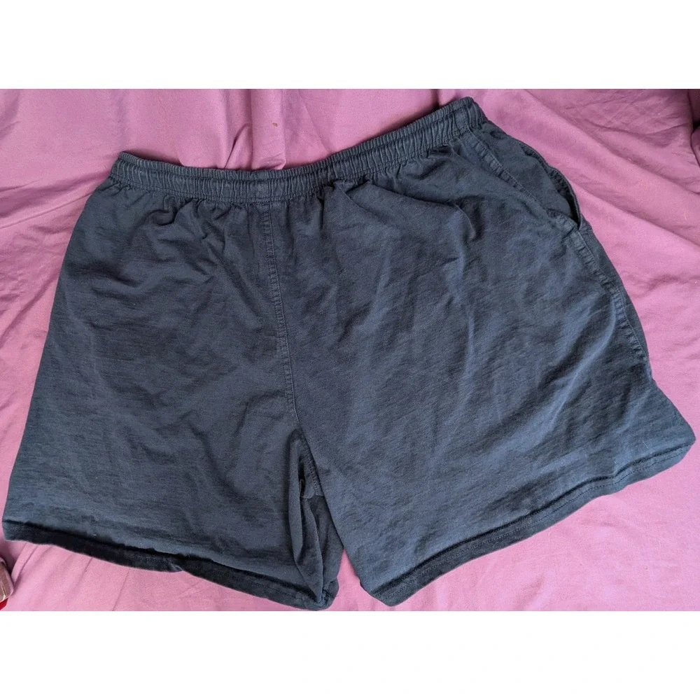 Vintage Fruit of the Loom Navy Blue Cotton Jersey Racquetball Shorts 2XL Y2K